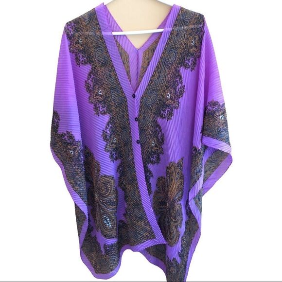 𝅺PAISLEY Print Chiffon Beach Cover up EUC - Picture 1 of 6